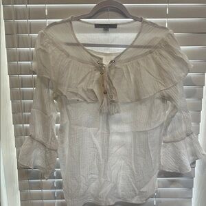 Marc New York Cream Ruffled Blouse